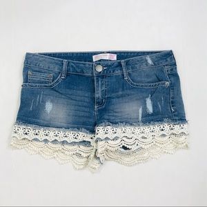 No Boundaries Sz 11 Jr Lace Distressed Med Wash